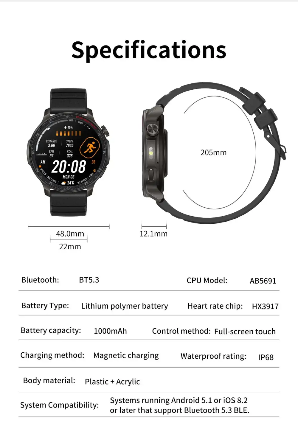 HT48 Smart Watch  IP68 1.46