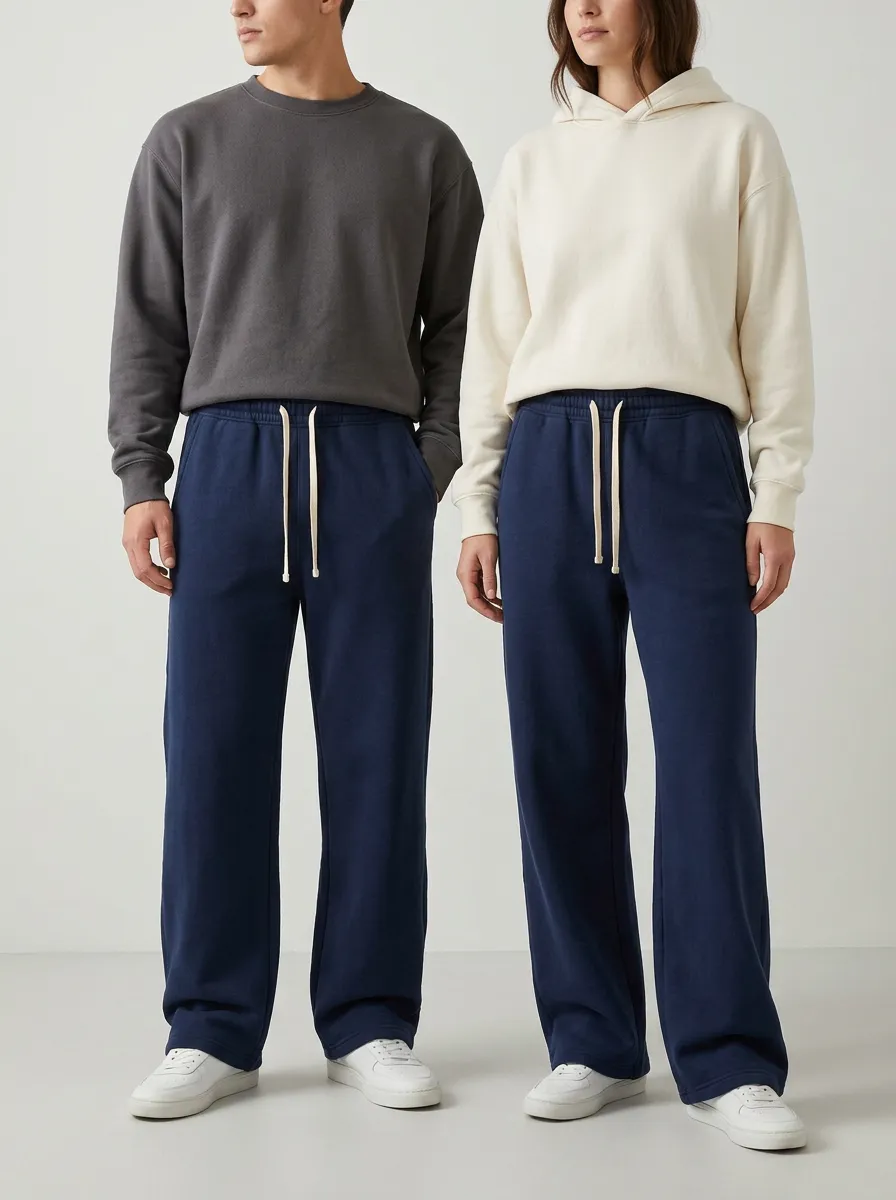 Unisex Cozy Drawstring Wide-Leg Sweatpants