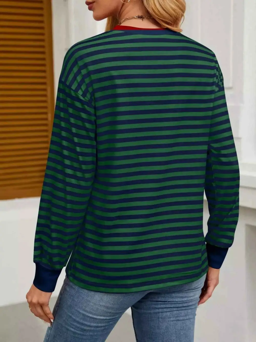 Striped Round Neck Long Sleeve T-Shirt