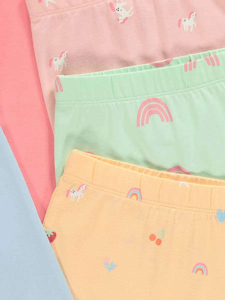 Pastel Fruit Print Leggings 5 Pack