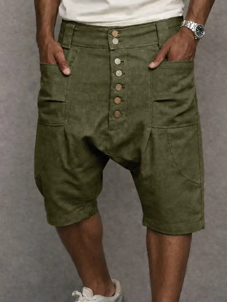 Casual Cotton Drop Crotch Harem Shorts