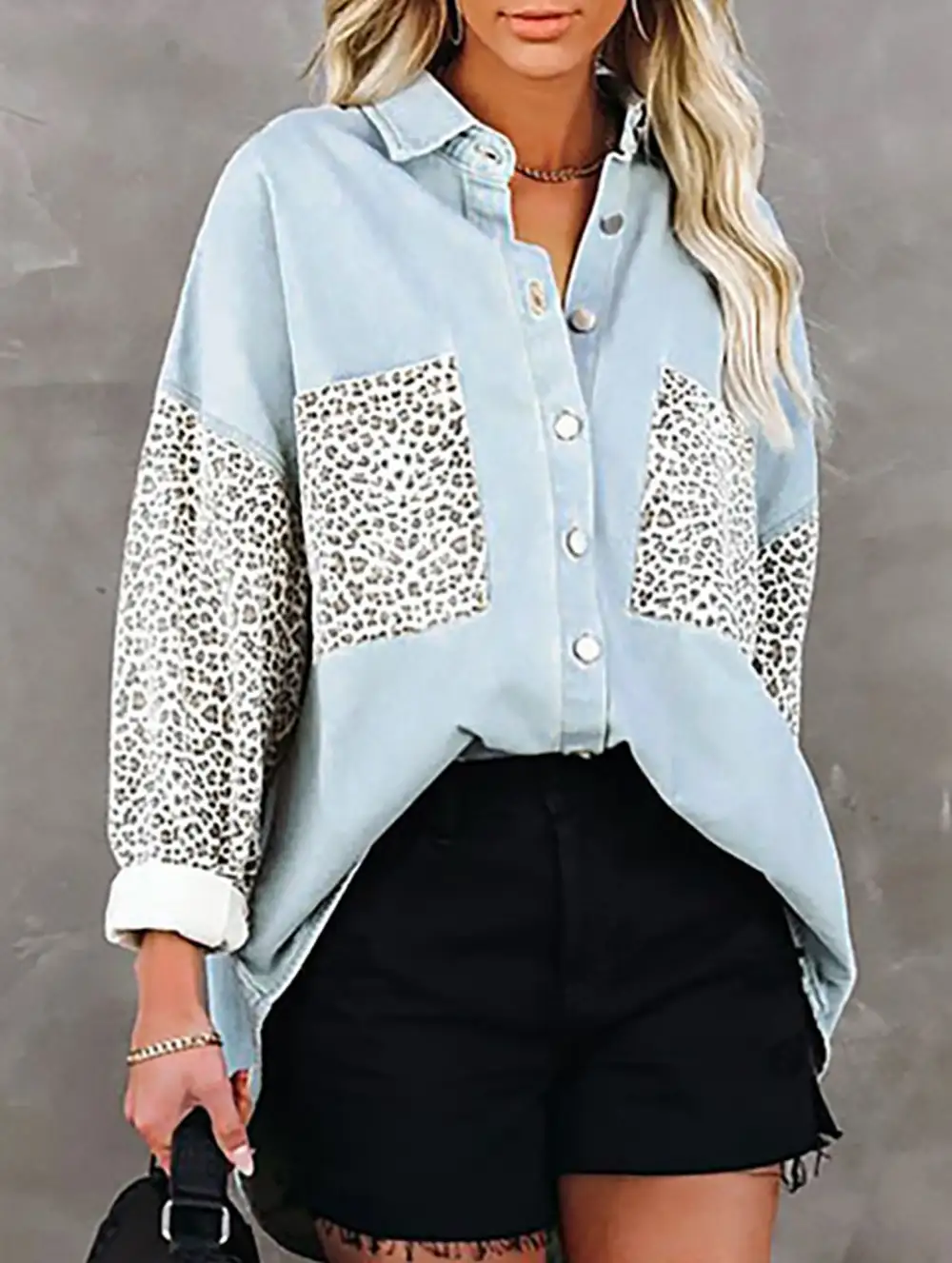 Leopard Print Pocket Shirt Jacket