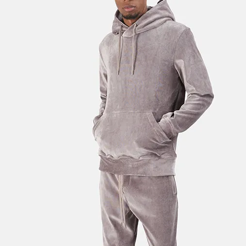 Cotton Velour Ribbed Hoodie