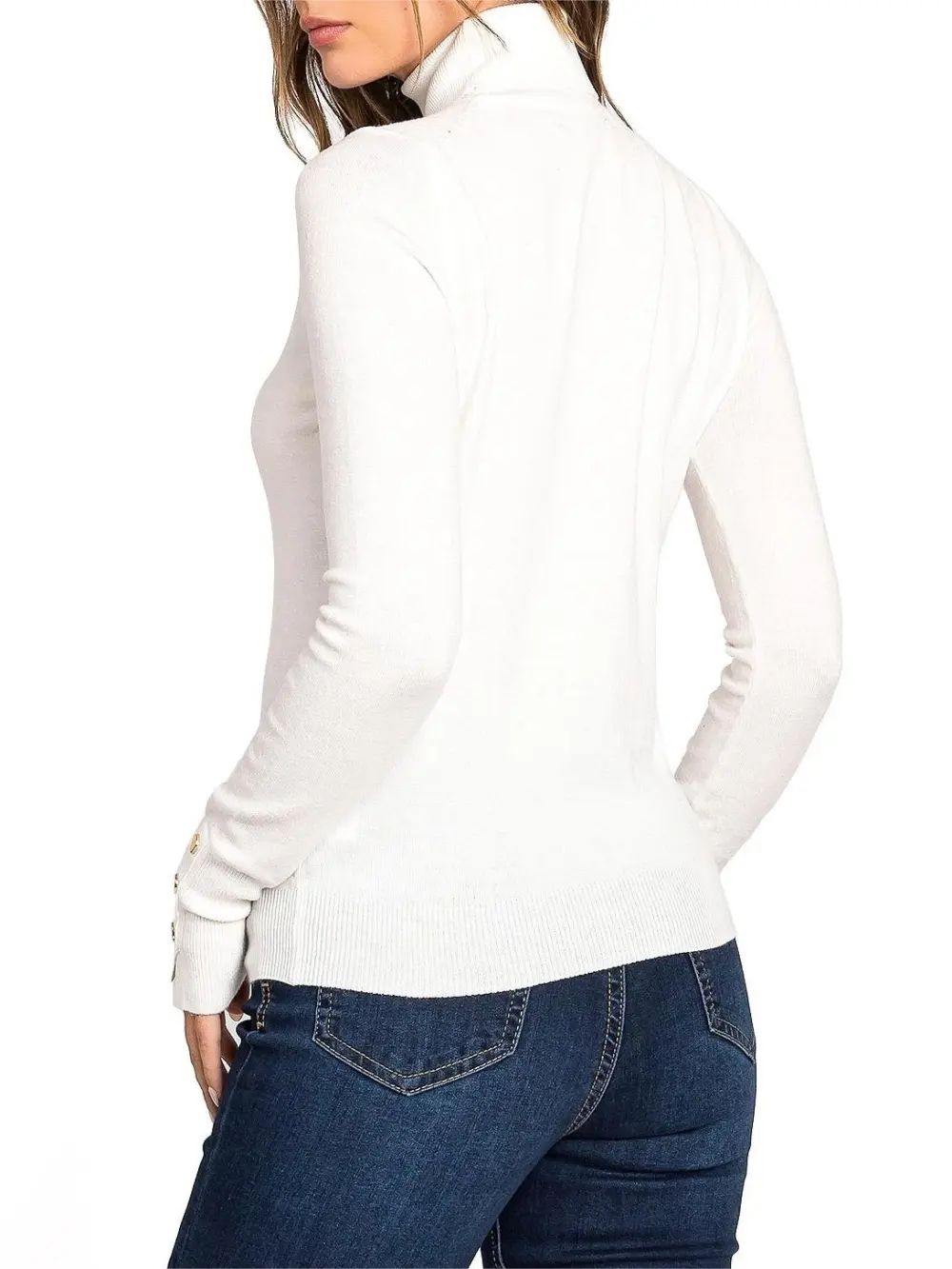 Decorative Button Turtleneck Top