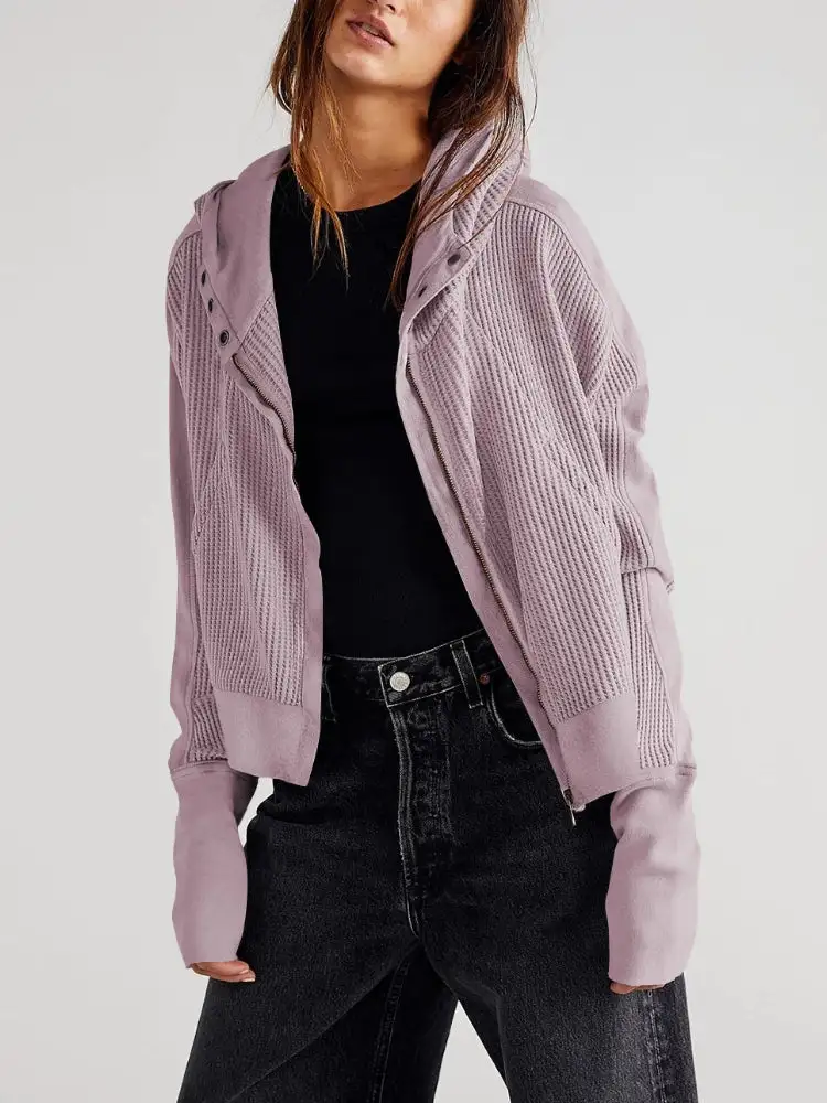 Textured Waffle Knit Jacket