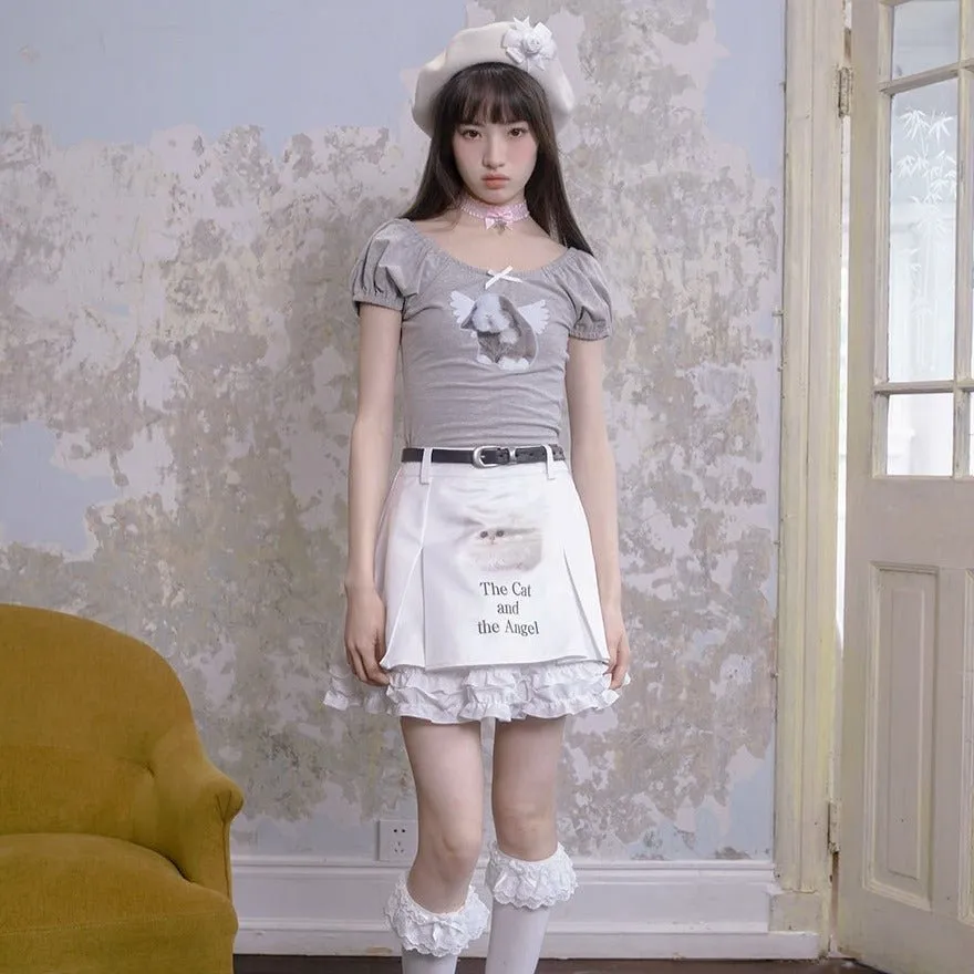 Mini Cat Motif Skirt