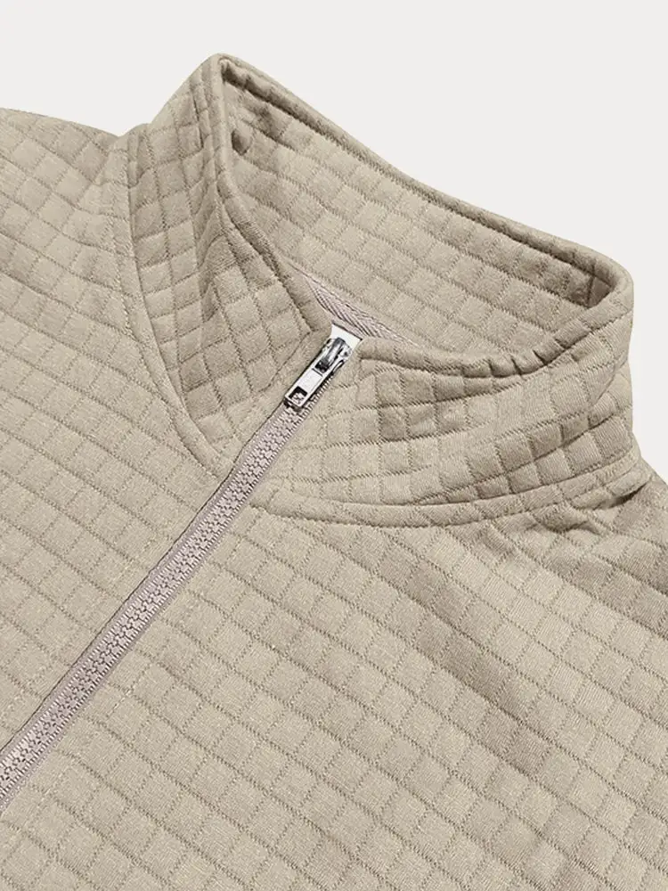 Casual Checkered Stand Collar Sweatshirt Hoodie