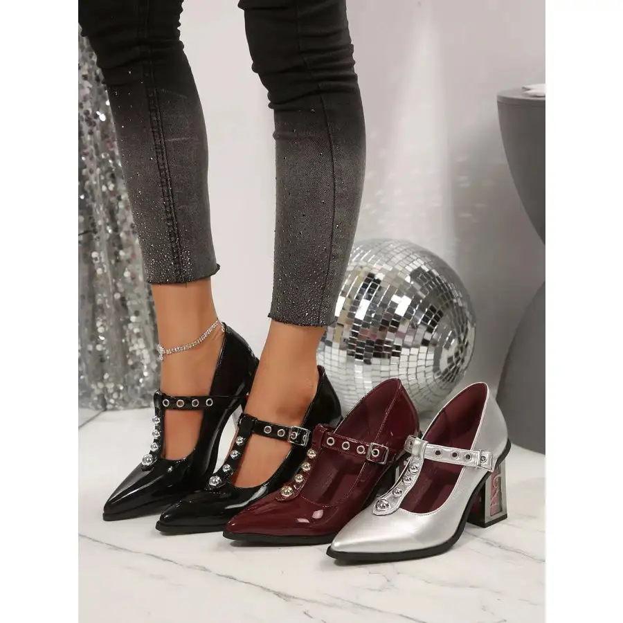 Point Toe Block Heels Pumps