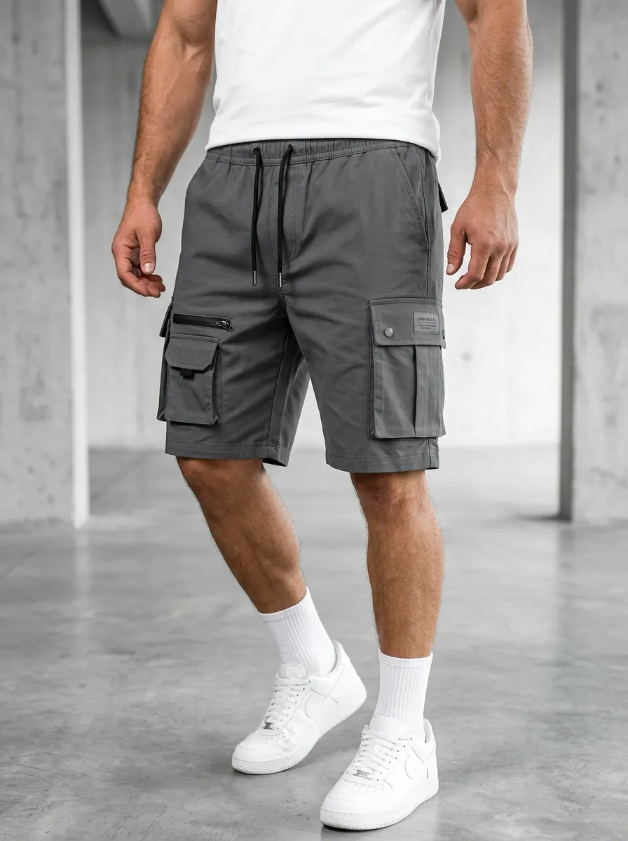 Classic Pocketed Drawstring Utility Cargo Shorts