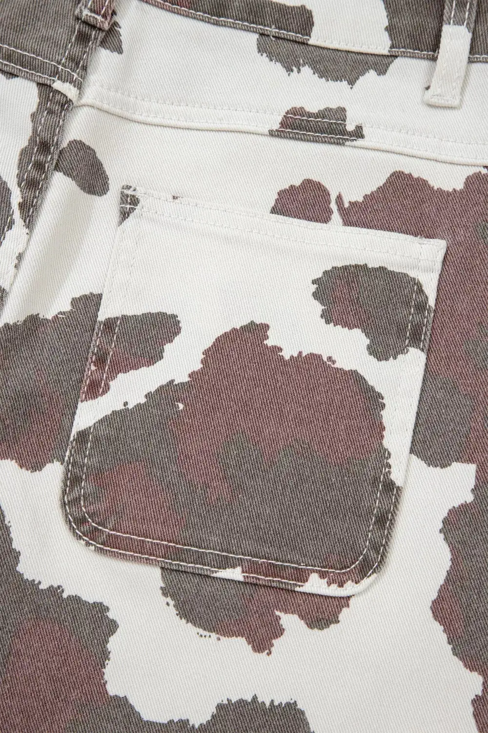 Denim Cow Print Pocketed Jeans