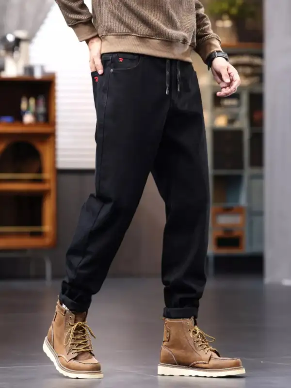 Plus Size Drawstring Stretch Denim Jeans