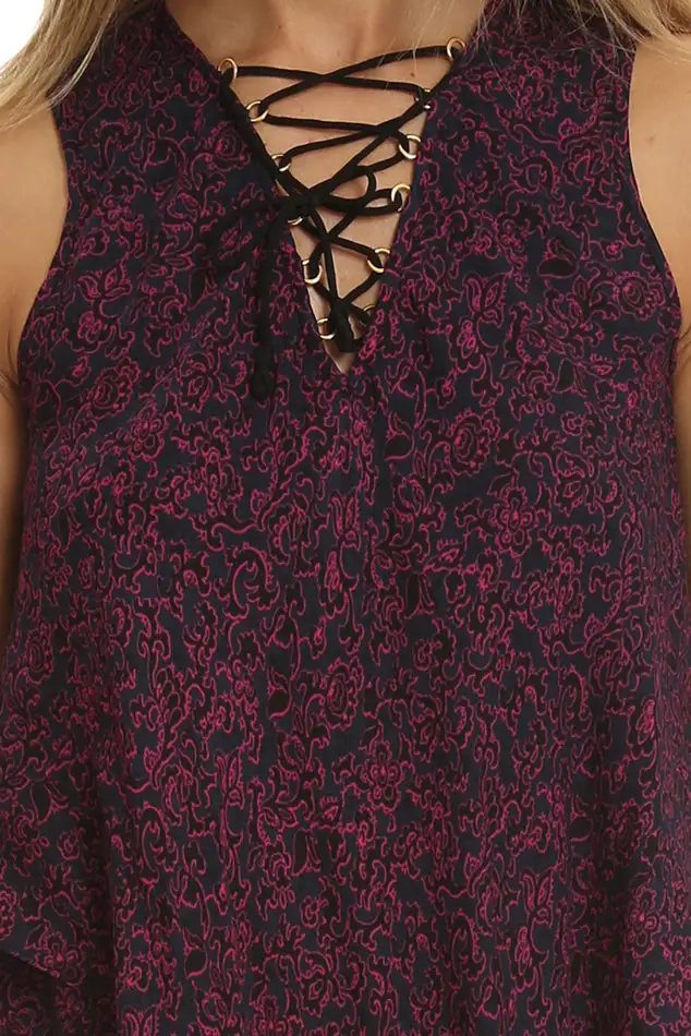 V-Neck Silk Lace Tank Top