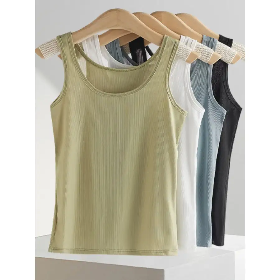 Plus Size Ribbed Scoop Neck Tank Top
