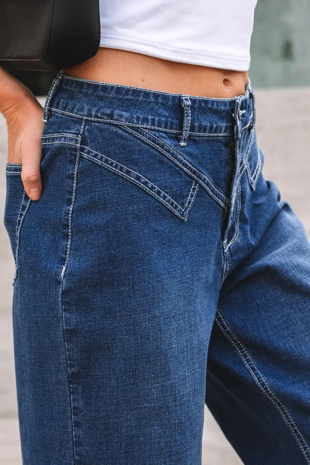 Loose Fit Cuffed Denim Jeans