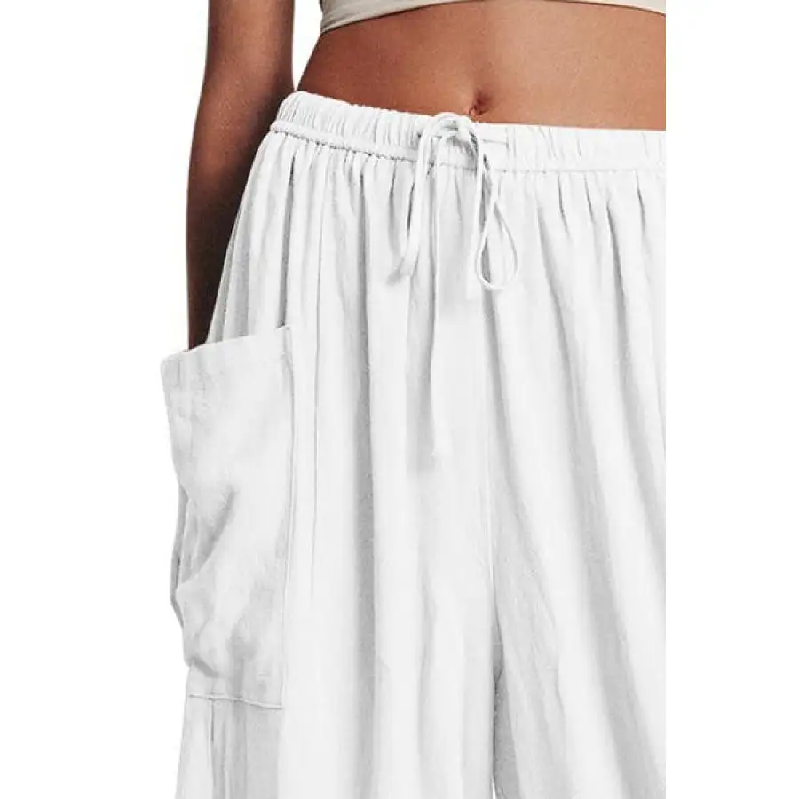 Full Size Pocketed Drawstring Wide Leg Pants