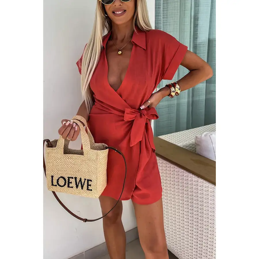 Sporty Utility Collared Casual Jumpsuit