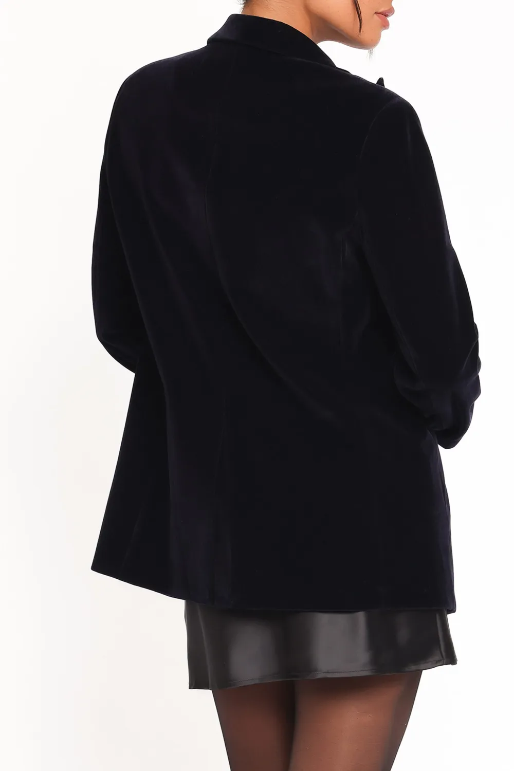 Modern Notched Collar Velvet Blazer