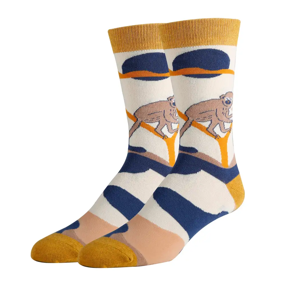 Refined Cotton Blend Tropical Motif Crew Socks
