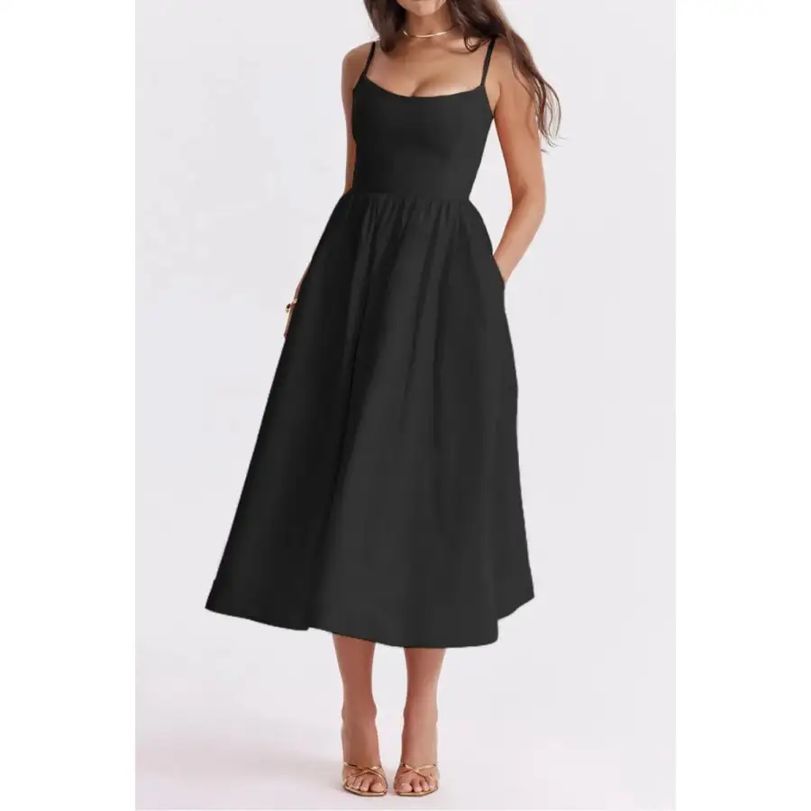 Modern Print Spaghetti Strap Midi Dress