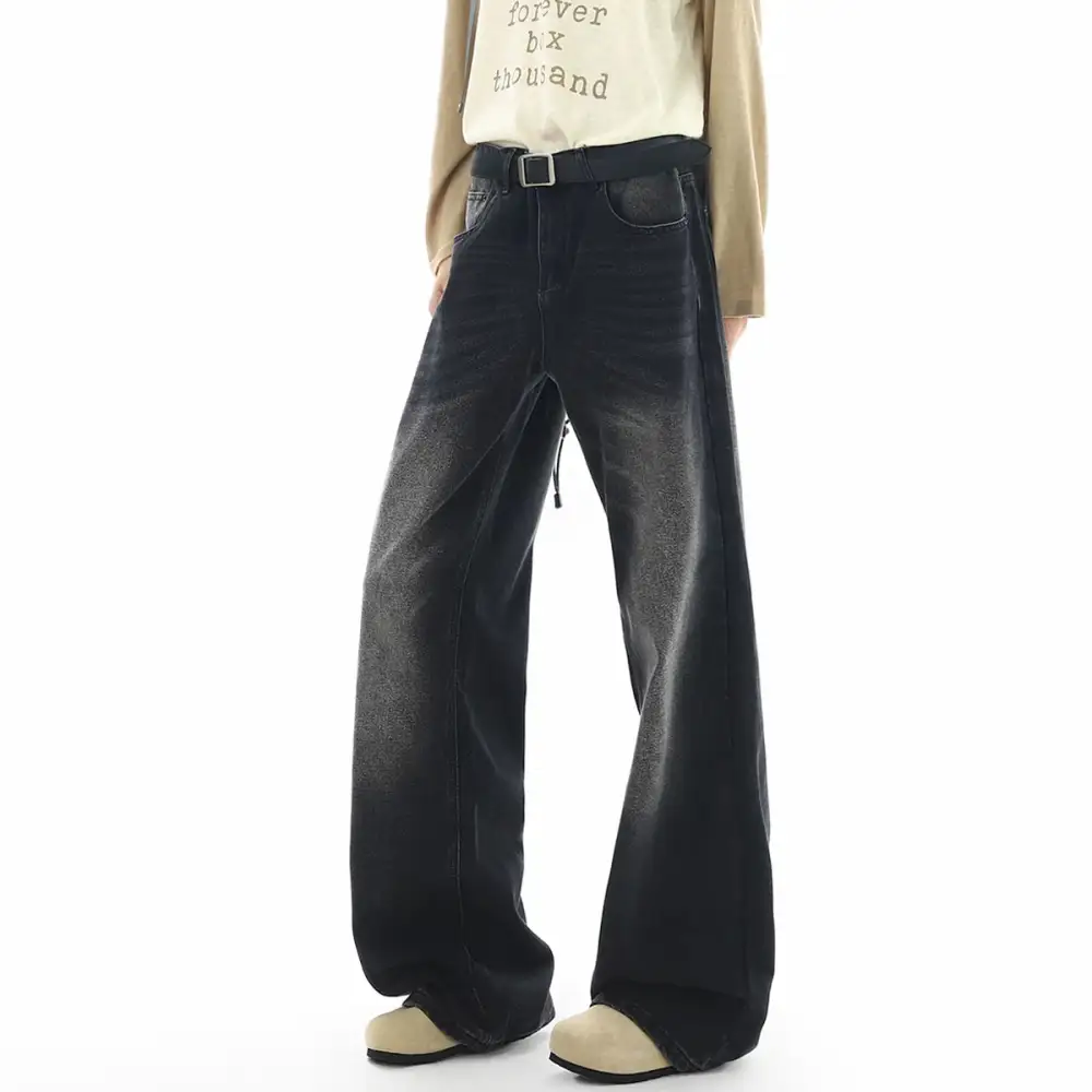 High-Rise Vintage-Wash Ultra-Wide Jeans