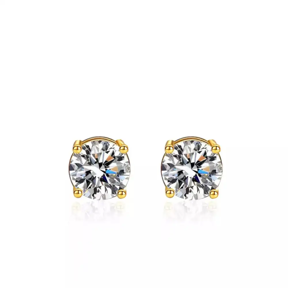 Moissanite Sterling Silver Stud Earrings