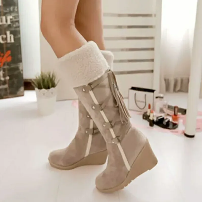 Fur Lined Wedge Boots