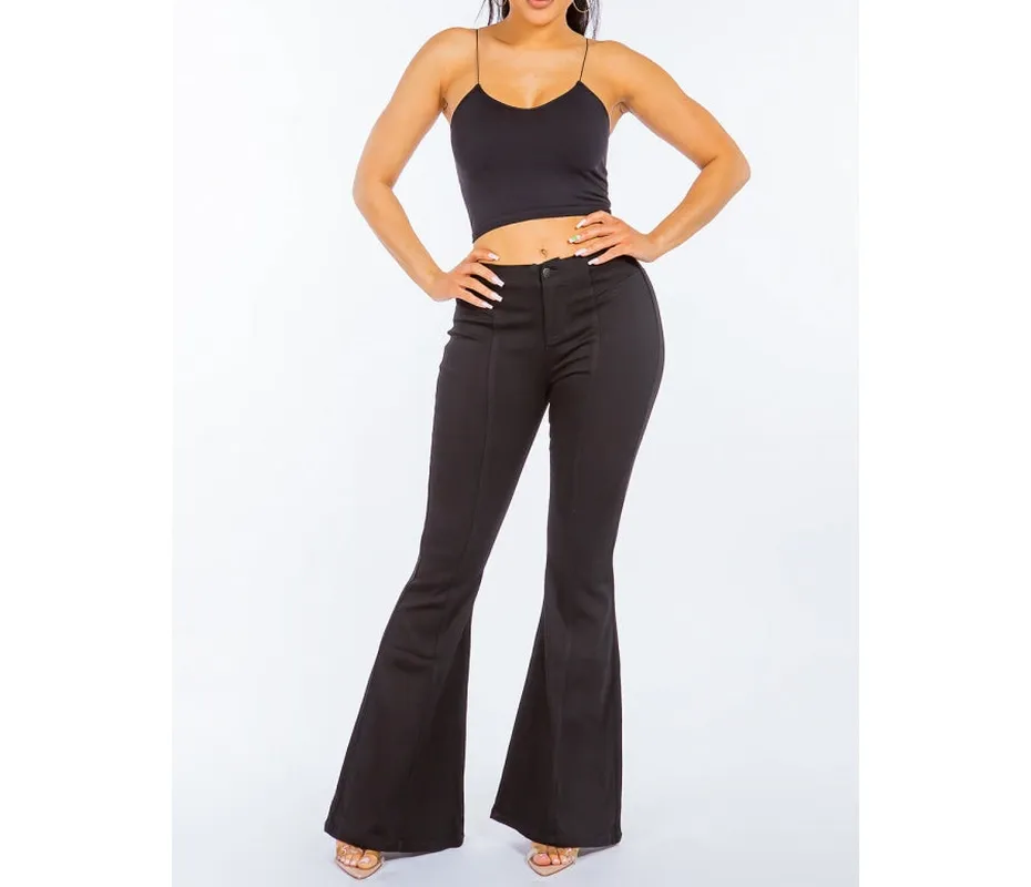 High-Waist Pull On Flare Jeans
