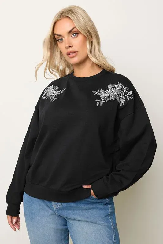 Black Embroidered Sweatshirt