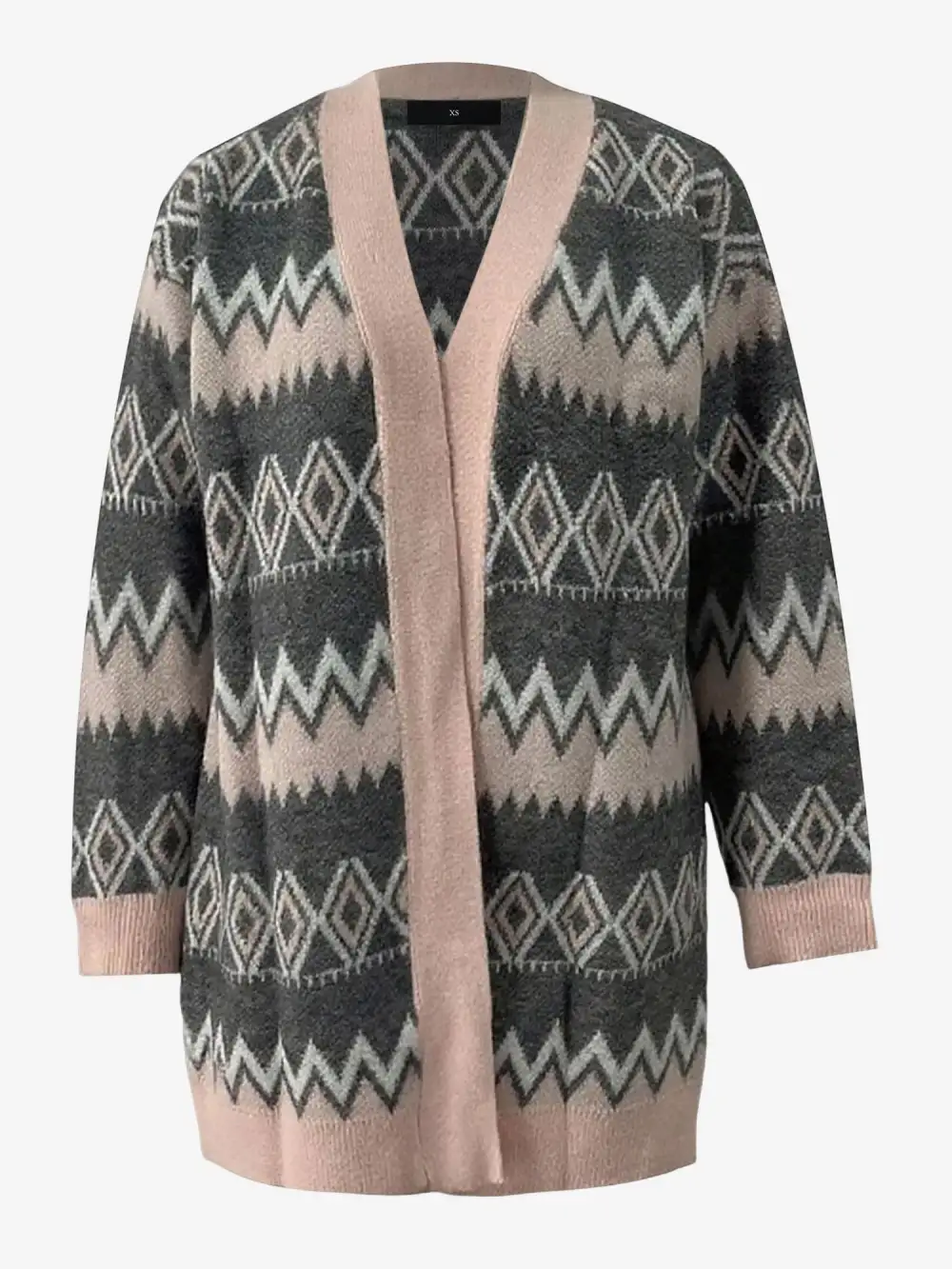 Boho Graphic-Knit Long-Sleeve Cardigan