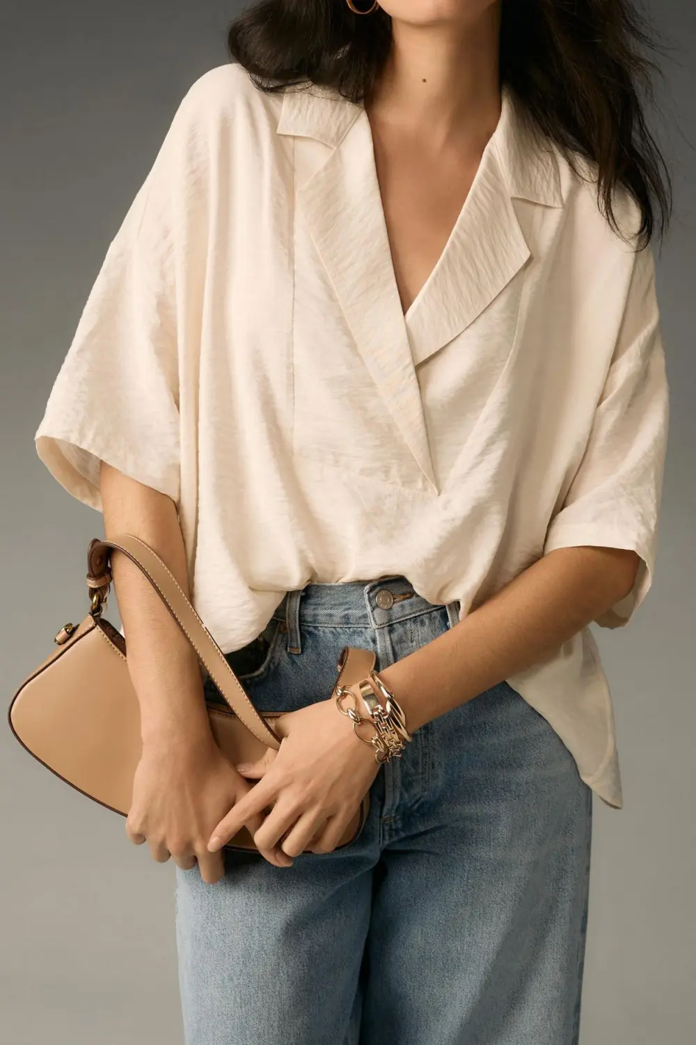 Dylon Short-Sleeve Wide Placket Top