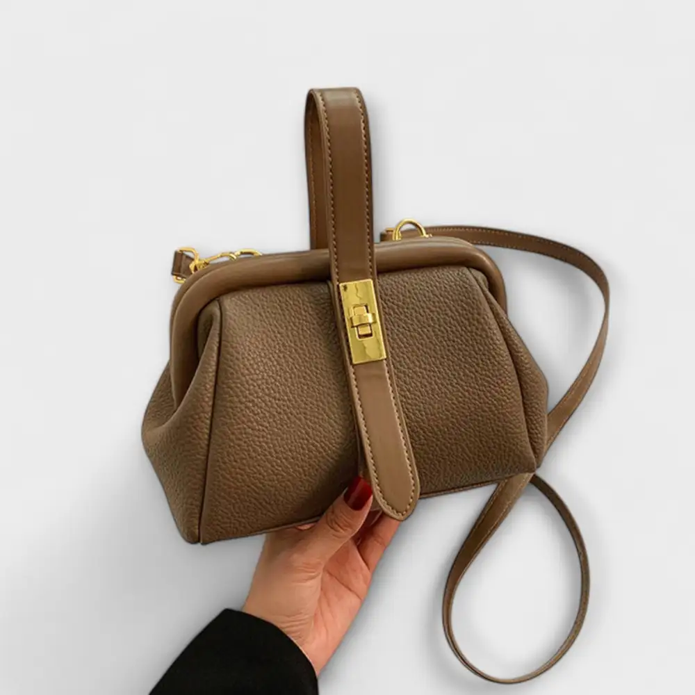 Structured Open Top Leather Handbag