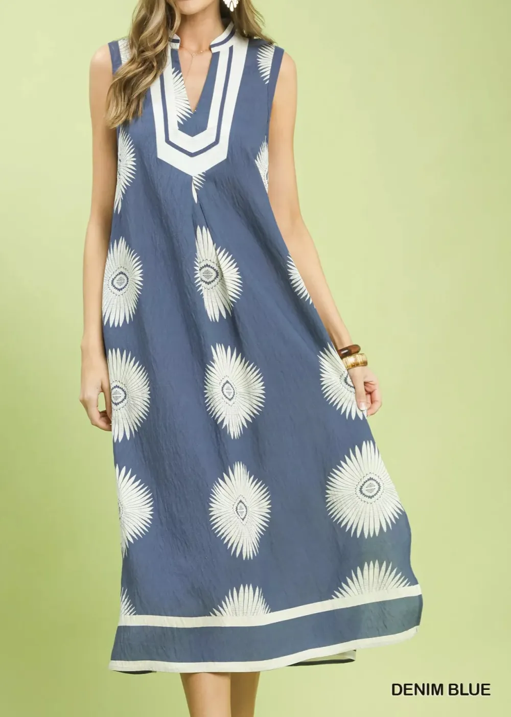 Sleeveless Geometric Midi Dress