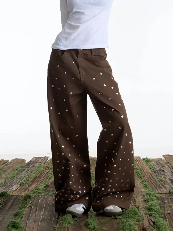 Everyday Rhinestone-Detail Pants