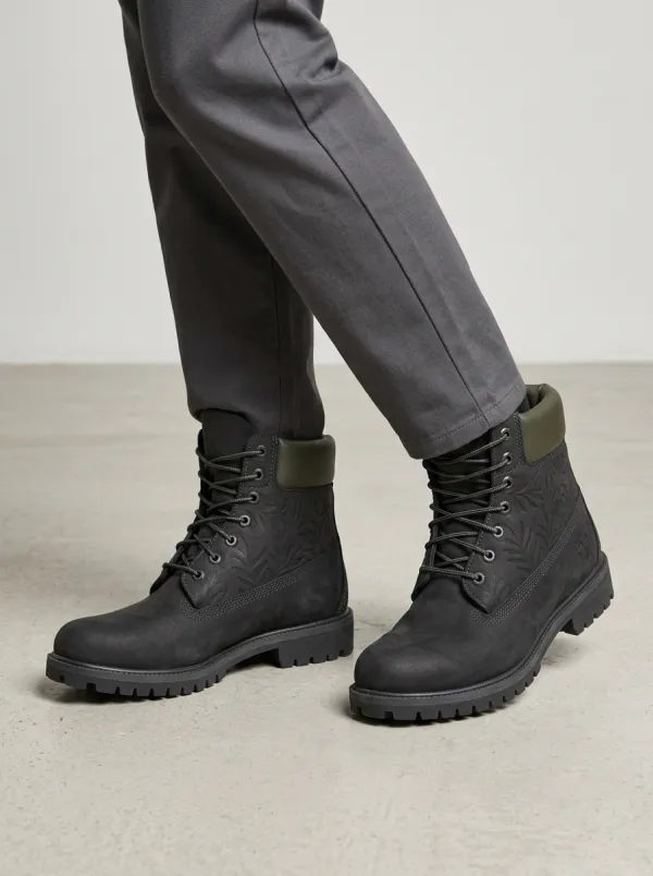 Unisex Nature Lover Leaf Pattern Embossed Print Work Boots