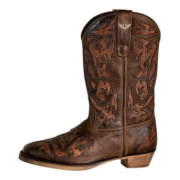 Rugged Men's Western Boots With Round Toe