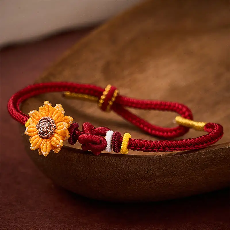 Hand Woven String Sunflower Bracelet