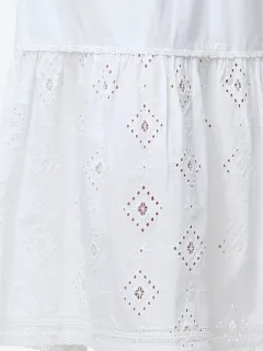 Modern Fashion V-Neck White Art Hollow Dress