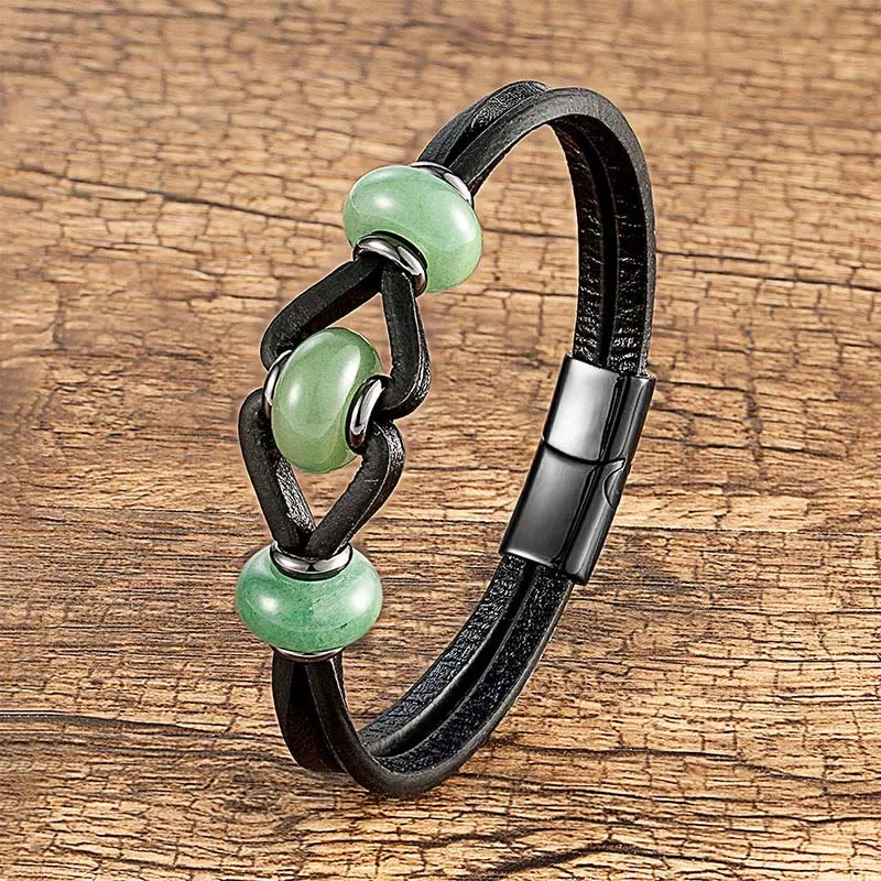 Amethyst Crystal Stone Double Leather Relieves Stress Bracelet