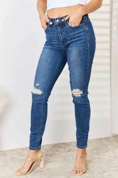 Stretch Distressed Denim Jeans