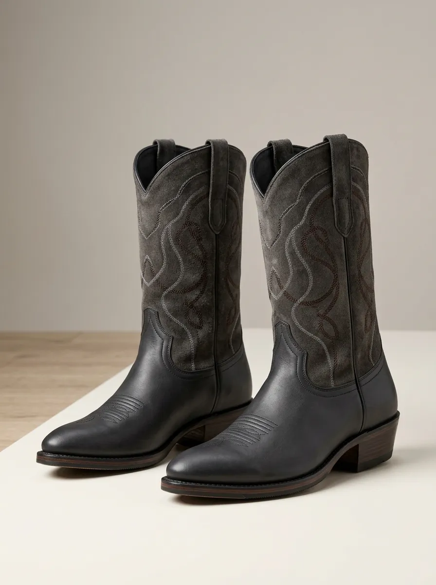 Unisex Decorative Embroidery Cowboy Western Boots