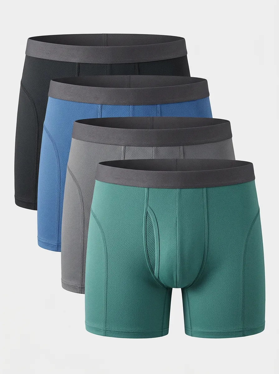 Men's Four-Pack Breathable Mesh Athletic Boxer Briefs