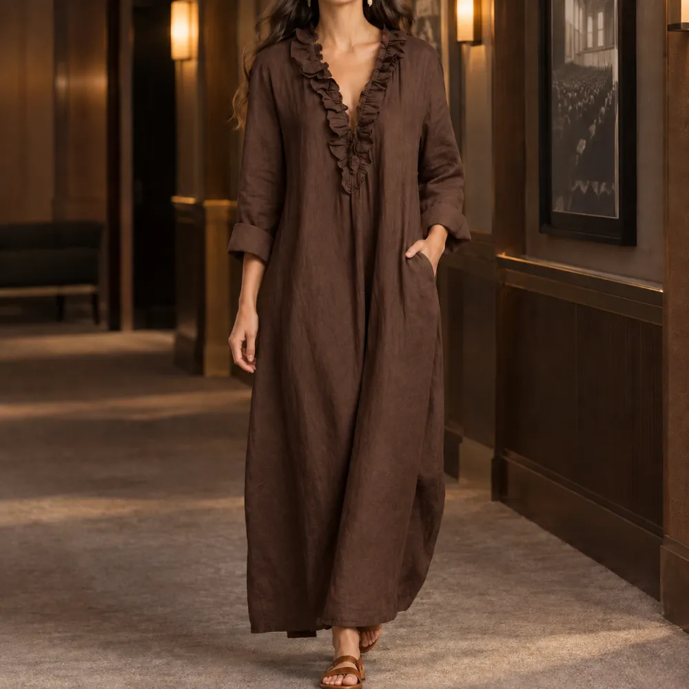 Modern Refined Women's Ruffle Maxi Dress