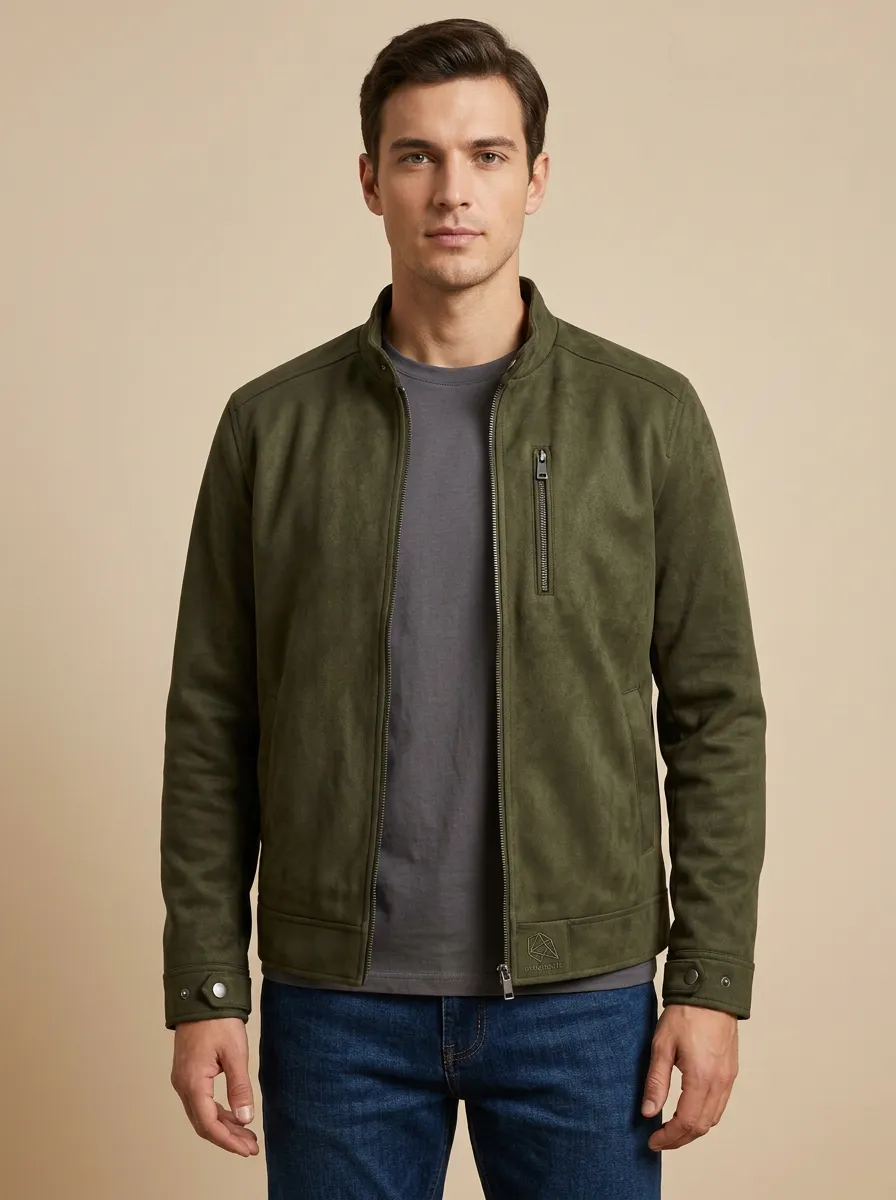 Suede Bomber Denim Jacket