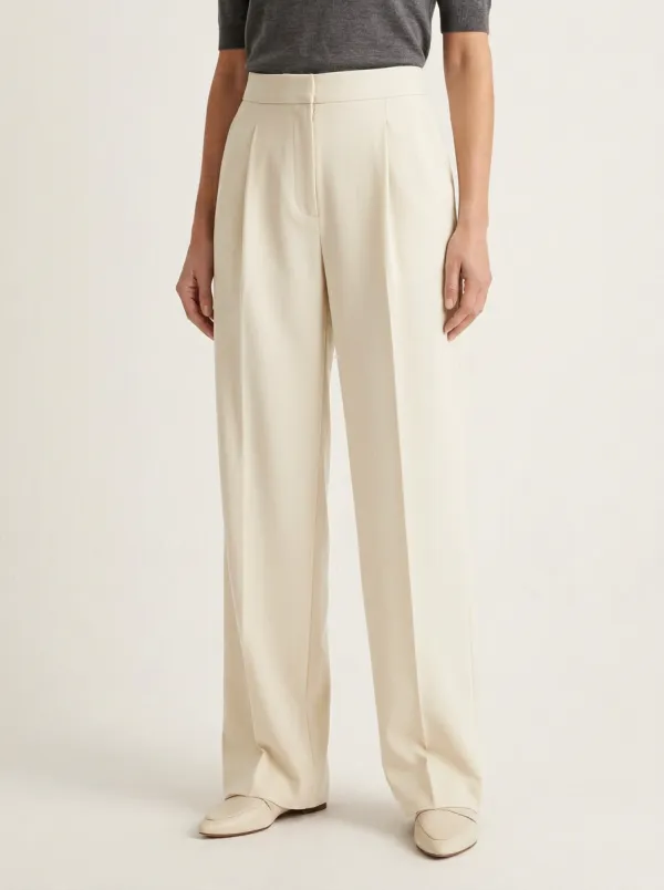 Classic Contour Pleated Wide-Leg Trousers