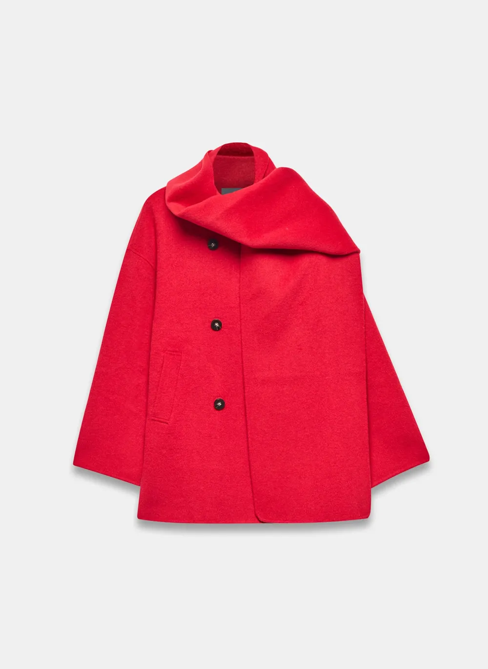Casual Style Blend Hand Finished Scarf Coat