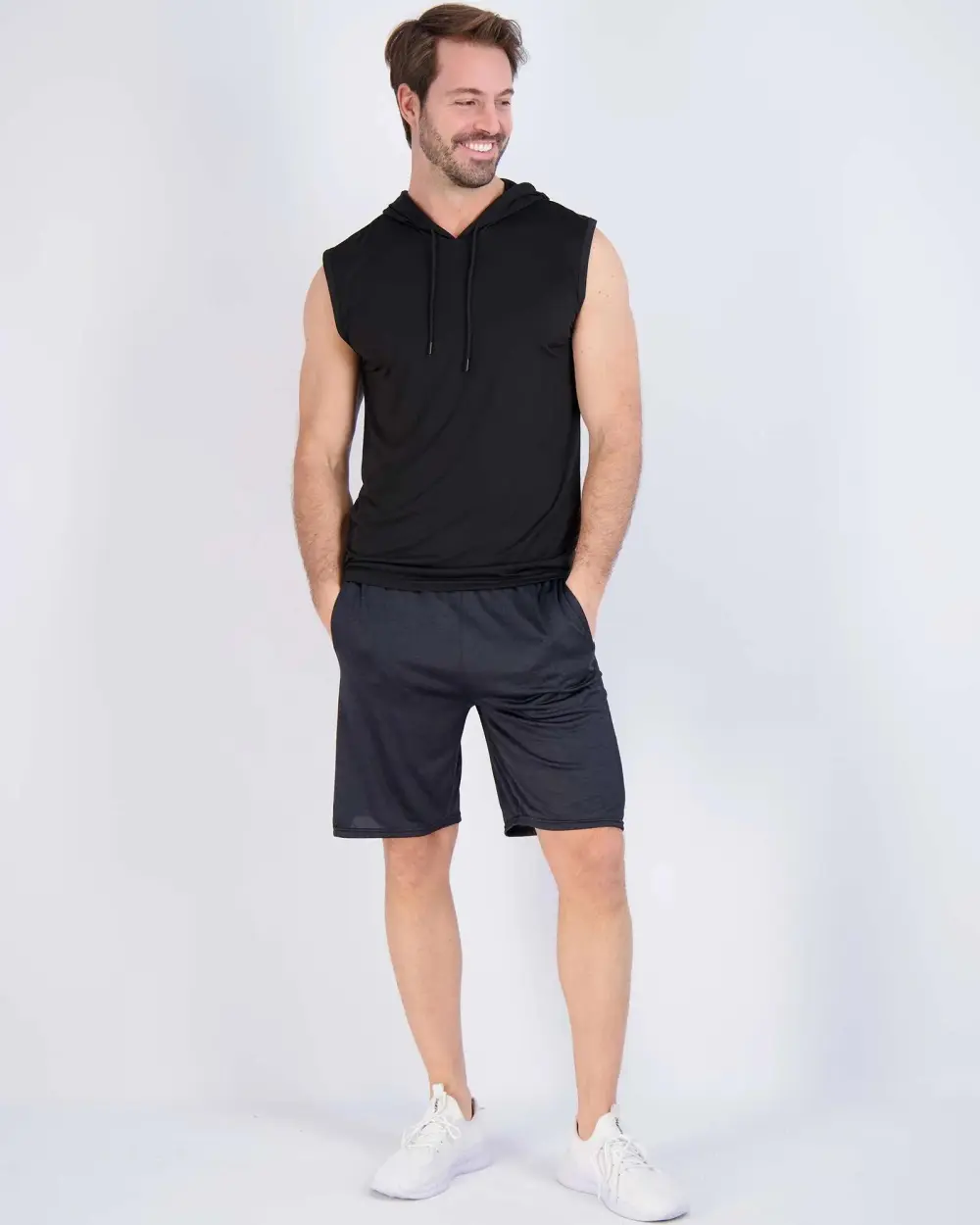 Men's Dry-Fit Active Hooded Tank Top Workout Drawstring Top (Available in Big & Tall)