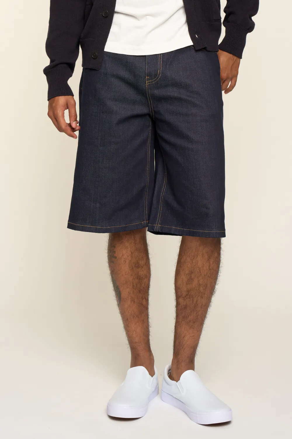 Men's Baggy Fit Raw Denim Shorts