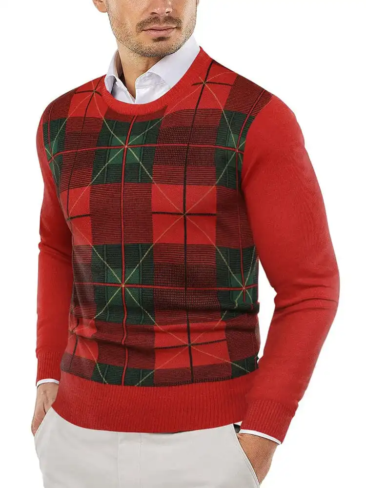 Trendy Crew Neck Pullover Knitted Sweater Jeans