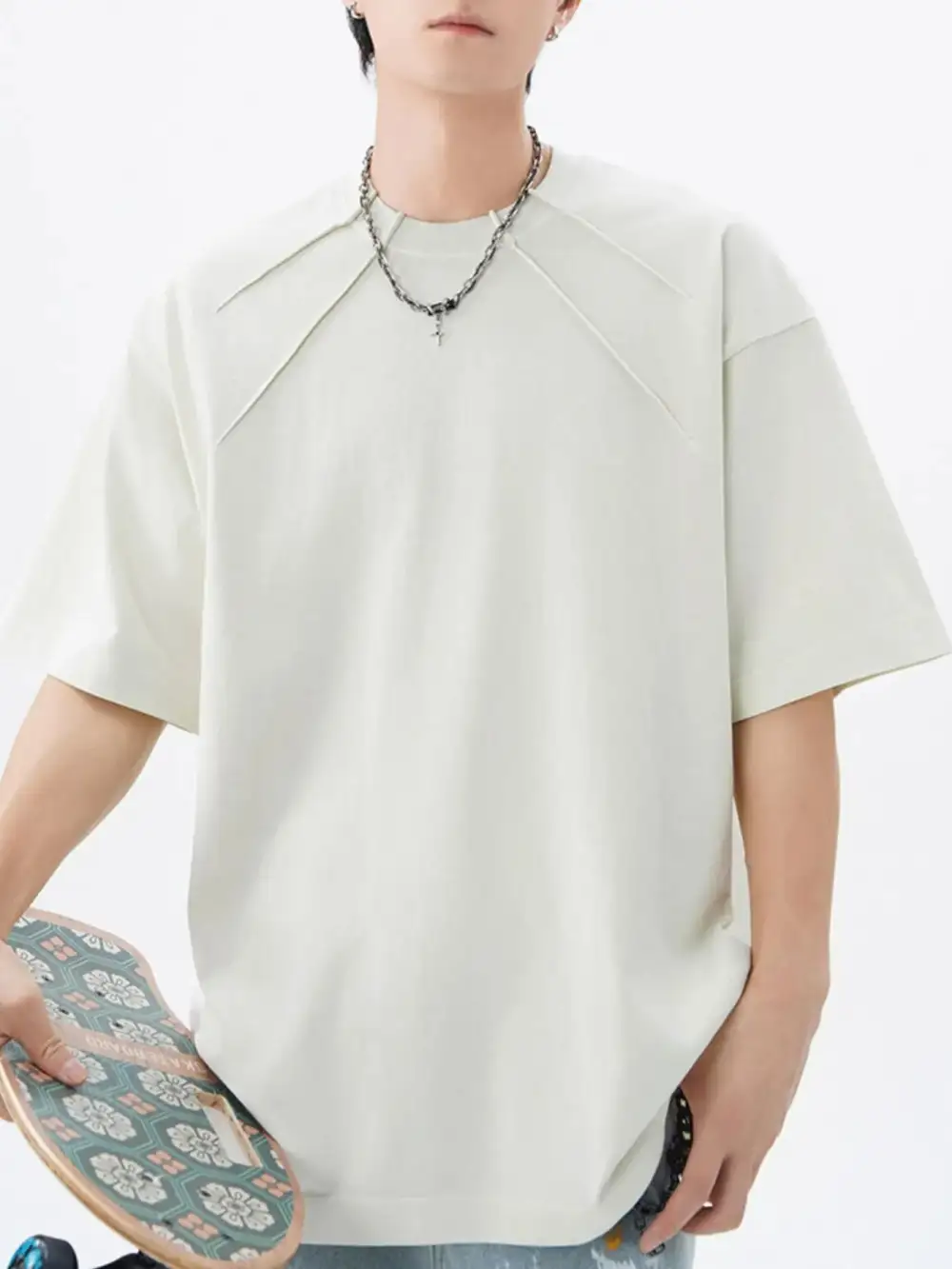 Cotton-Blend Round-Neck Short-Sleeve T-Shirt