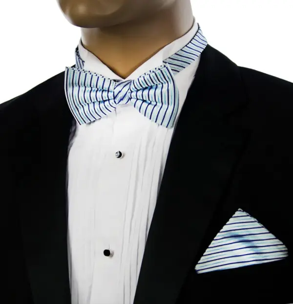 Composed Striped Silk Bow Tie Set